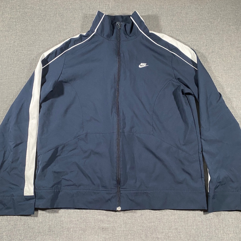 Nike Track Jacket Kids XL Navy Blue White Stripe FitDry Full Zip Sportswear‎